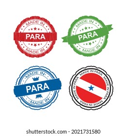 Stamp Made in PARA label set with flag, made in PARA .Vector