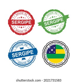Stamp Made in SERGIPE  label set with flag, made in SERGIPE  .Vector