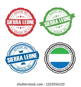 Stamp Made in Sierra Leone label set with flag, made in Sierra Leone, vector illustration