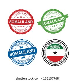 Stamp Made in Somaliland label set with flag, made in Somaliland .Vector