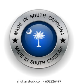 The stamp is made in South Carolina. The symbol of the state. Design element. On a white background. Vector illustration. Icon.