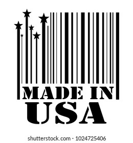 Stamp "Made in USA" in the form of a barcode. Vector illustration to refer to goods and products from the United States.