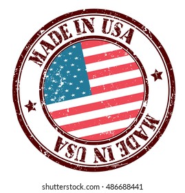 stamp "made in USA" on the flag of USA