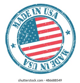 stamp "made in USA" on the flag of USA