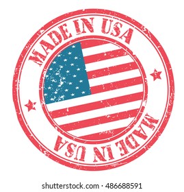 stamp "made in USA" on the flag of USA