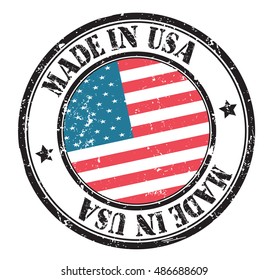stamp "made in USA" on the flag of USA