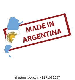Stamp with map and flag of Argentina