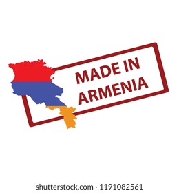 Stamp with map and flag of Armenia