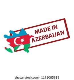 Stamp with map and flag of Azerbaijan