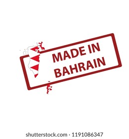 Stamp with map and flag of Bahrain
