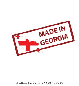 Stamp with map and flag of Georgia