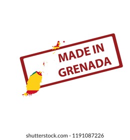 Stamp with map and flag of Grenada