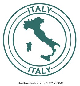 Stamp With Map Of Italy