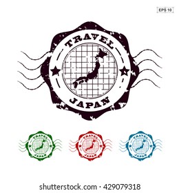 Stamp with Map of Japan,vector illustration.ai