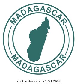 Stamp with Map of Madagascar