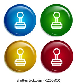 Stamp multi color gradient glossy badge icon set. Realistic shiny badge icon or logo mockup
