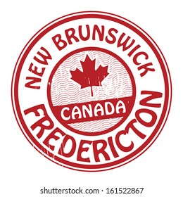 Stamp with name of Canada, New Brunswick and Fredericton, vector illustration