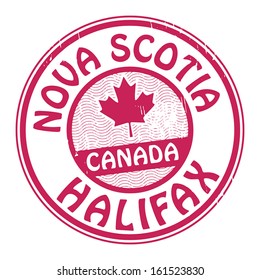 Stamp with name of Canada, Nova Scotia and Halifax, vector illustration