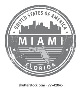 Stamp with name of Florida, Miami, vector