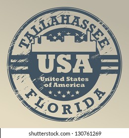 Stamp with name of Florida, Tallahassee, vector illustration