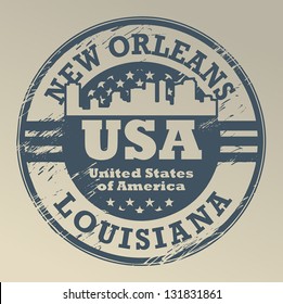 Stamp with name of Louisiana, New Orleans, vector illustration