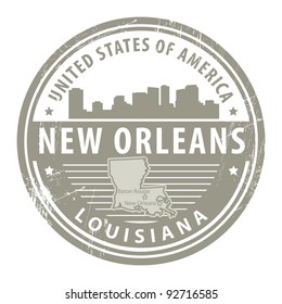 Stamp With Name Of Louisiana, New Orleans, Vector