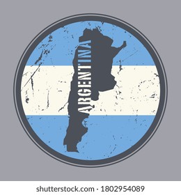 Stamp with the name and map of Argentina, vector illustration