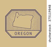 Stamp with the name and map of Oregon, United States, vector illustration