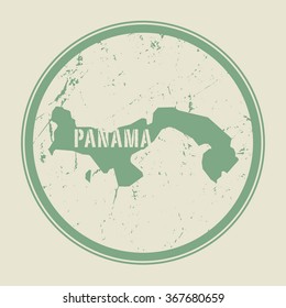 Stamp with the name and map of Panama, vector illustration
