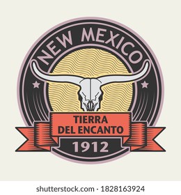 Stamp with name of New Mexico, Tierra del Encanto, vector illustration