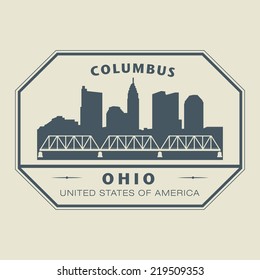 Stamp with name of Ohio, Columbus, vector illustration