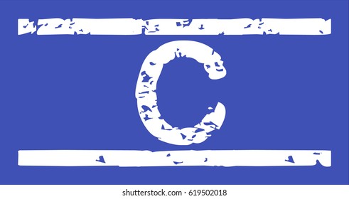 Stamp with name of programming language "C", grunge style, on white background