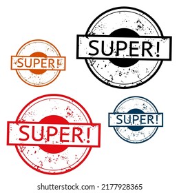  Sello con el nombre super. colores diferentes del sello