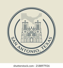 Stamp with name of Texas, San Antonio, vector illustration