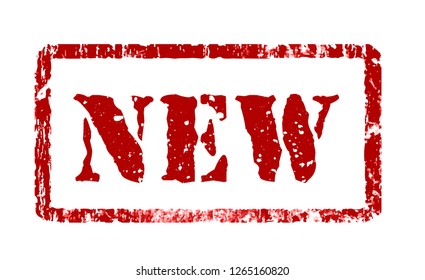 Stamp New in grunge style, vector illustration on white. Can be placed in multiply mode on your design.