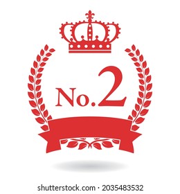 Stamp of no.2 silver crown with laurel in red