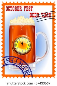 stamp "October fest beer time" vector eps10