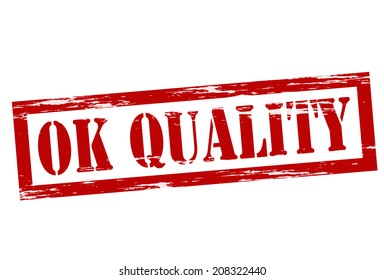 Stamp with ok quality inside, vector illustration