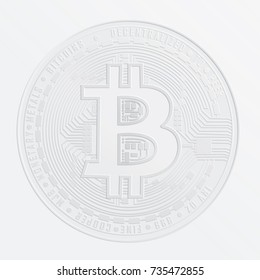 Stamp on the paper of digital currency Bitcoin. Electronic money exchanges and markets.  Vector Illustration