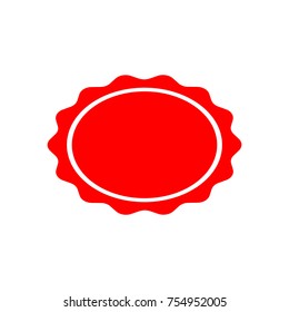stamp of an oval-shaped seal of red color on a white background. Vector