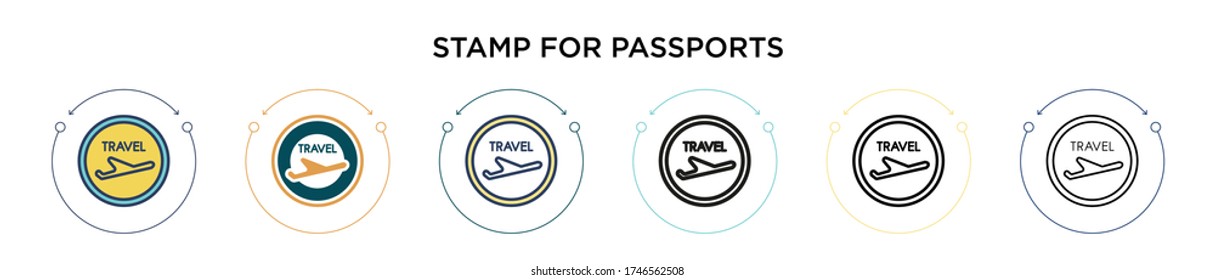 Stamp for passports icon in filled, thin line, outline and stroke style. Vector illustration of two colored and black stamp for passports vector icons designs can be used for mobile, ui, web