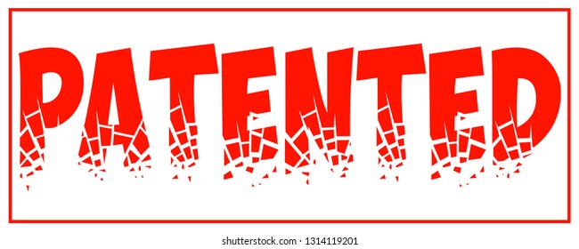 stamp patented. Patented word square rubber seal stamp on white background