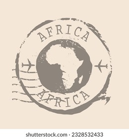 Stamp Postal of Africa. Map Silhouette rubber Seal.  Design Retro Travel. Seal  Map of Africa grunge  for your design.  EPS10