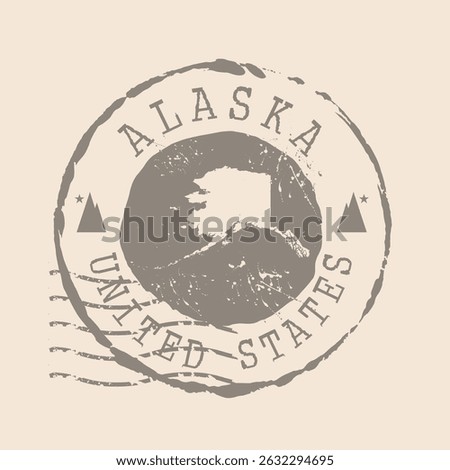 Stamp Postal of Alaska. Map Silhouette rubber Seal.  Design Retro Travel. Seal  Map of Alaska grunge  for your design. United States.  EPS10