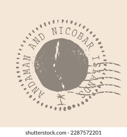 Stamp Postal of Andaman and Nicobar Islands. Map Silhouette rubber Seal.  Design Retro Travel. Seal  Map of Andaman and Nicobar Islands grunge  for your design.  EPS10