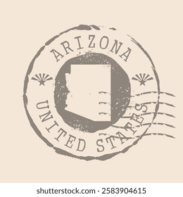 Stamp Postal of Arizona. Map Silhouette rubber Seal.  Design Retro Travel. Seal  Map of Arizona grunge  for your design. United States.  EPS10