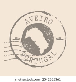 Briefmarke von Aveiro. Landkarte Silhouette Gummidichtung. Design Retro Travel. Seal Map von Aveiro grunge für Ihr Design. Portugal  EPS10