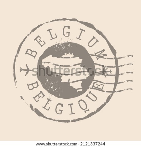 Stamp Postal of Belgium. Map Silhouette rubber Seal.  Design Retro Travel. Seal of Map Kingdom of Belgium grunge  for your design.  EPS10.