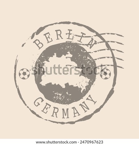 Stamp Postal of Berlin. Map Silhouette rubber Seal.  Design Retro Travel. Seal  Map of Berlin is capital of  Germany grunge  for your design.  EPS10