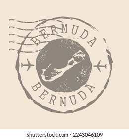 Stamp Postal of  Bermuda. Map Silhouette rubber Seal.  Design Retro Travel. Seal of Map Bermuda grunge  for your design.  EPS10